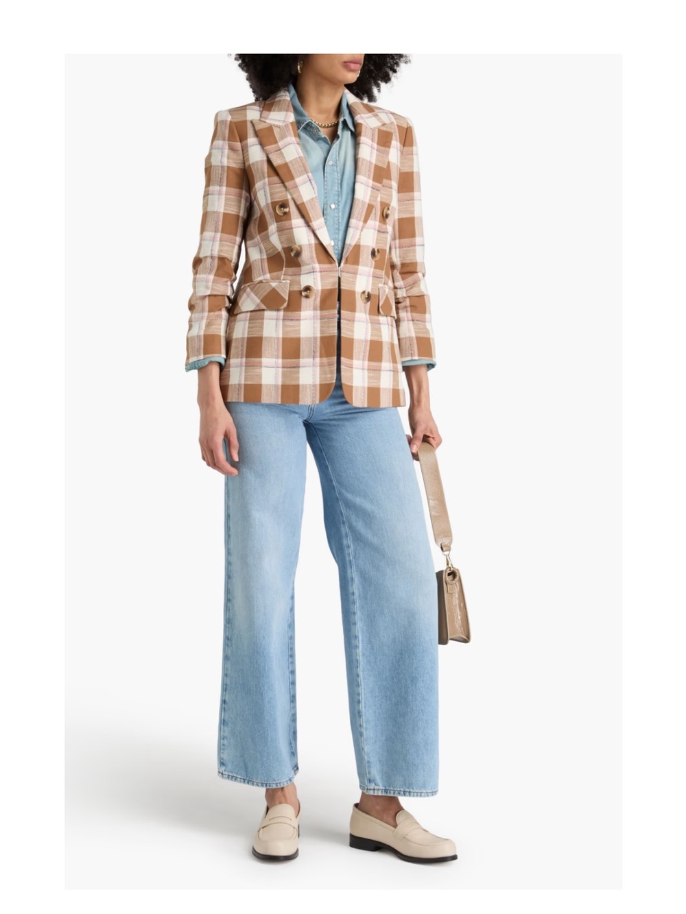 Veronica Beard Beacon double-breasted checked cotton-blend blazer Sz 6 - Picture 2 of 7